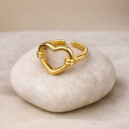 טבעת לב חלול זהב