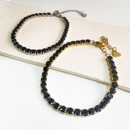 צמיד טניס קלאסי אבנים שחורות