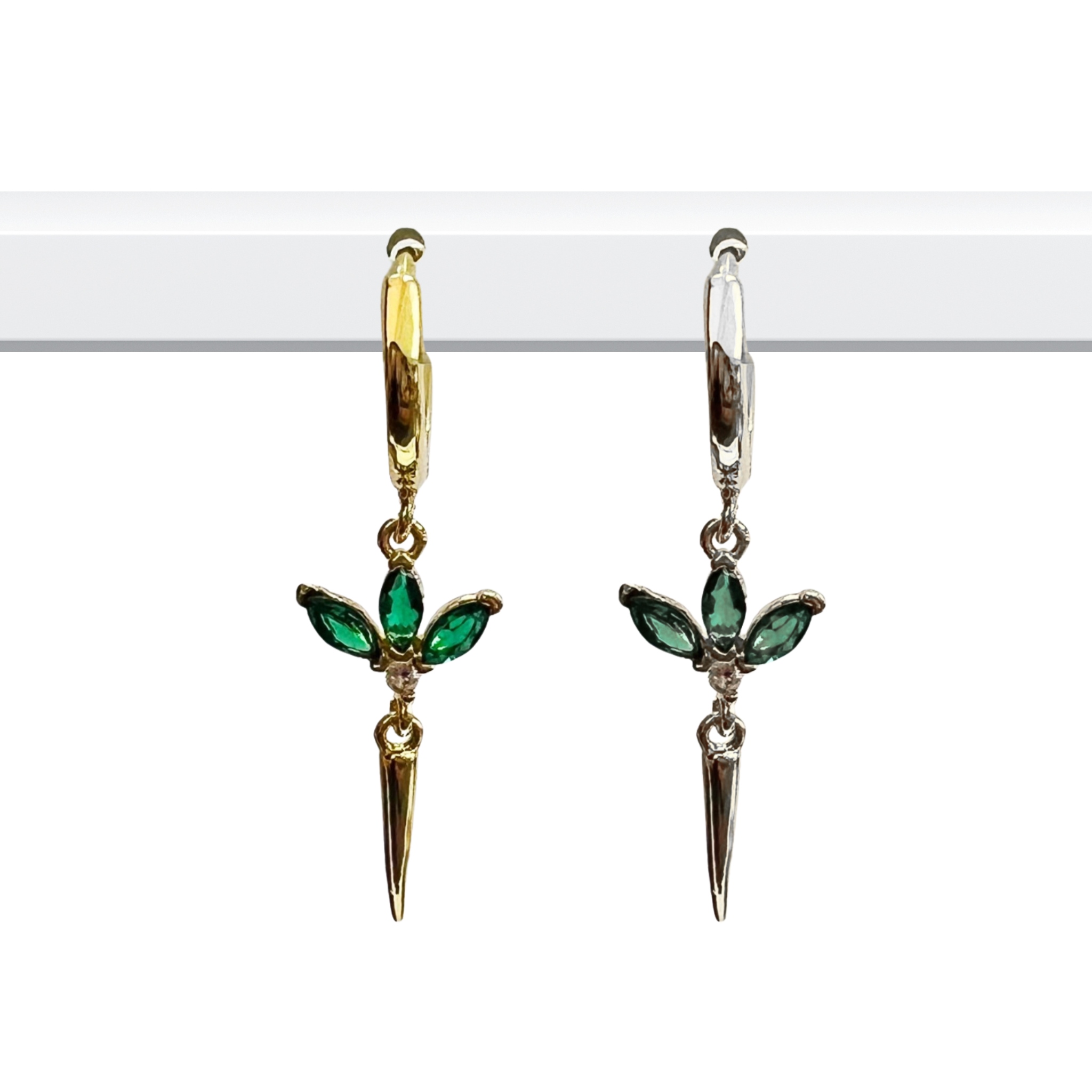 עגיל בודד לוטוס ירוק