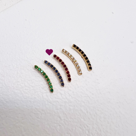 עגיל לונה משובץ 14K - זרקונים ורודים