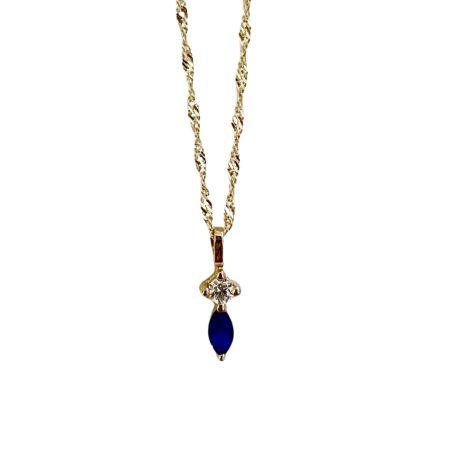 שרשרת נרקיס זהב 14K - כחול