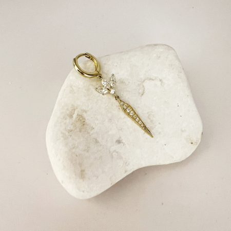 עגיל בודד ויוה לוטוס זהב 14 קראט