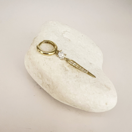 עגיל בודד ספארק משובץ זהב 14 קראט