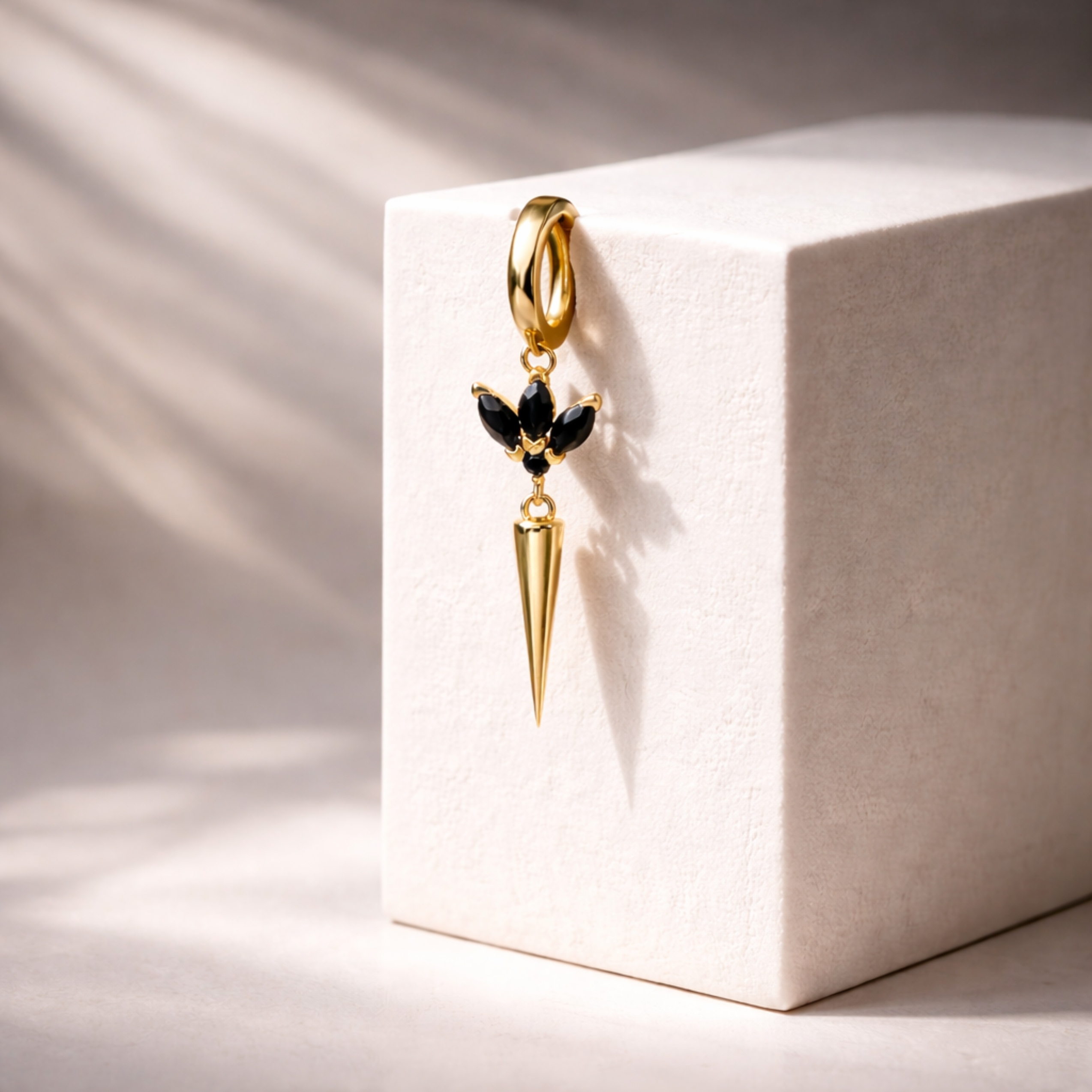 עגיל לוטוס זהב 14 קראט. – תמונה 3